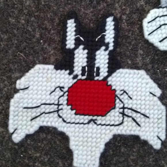 3 Hand-made Cross-Stitch Bugs, Daffy, and Sylvester Refrigerator Magnets - Picture 2 of 4